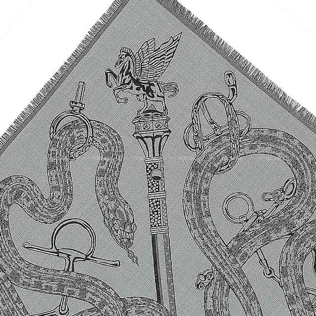 HERMES エルメス スカーフ ショール カレH100 "CADUCEE ROCK"  カシミア70%/シルク30% 新品
