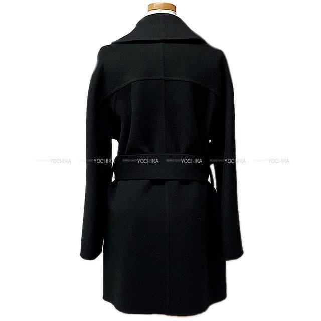 HERMES エルメス レディース ベルト付 コート "キャバン カシミア ダブルフェイス" #38 黒 カシミア100% 新品