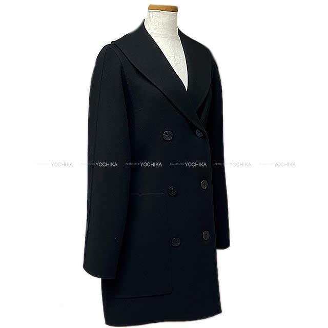 HERMES エルメス レディース ベルト付 コート "キャバン カシミア ダブルフェイス" #38 黒 カシミア100% 新品