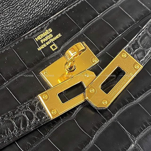 HERMES エルメス 長財布 ケリーウォレット ロング 黒(ブラック) クロコダイルアリゲーターマット 新品未使用