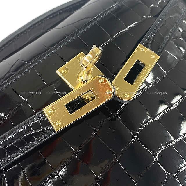 HERMES エルメス ハンドバッグ ポシェットケリー 黒(ブラック) クロコダイル アリゲーター ゴールド金具 新品未使用