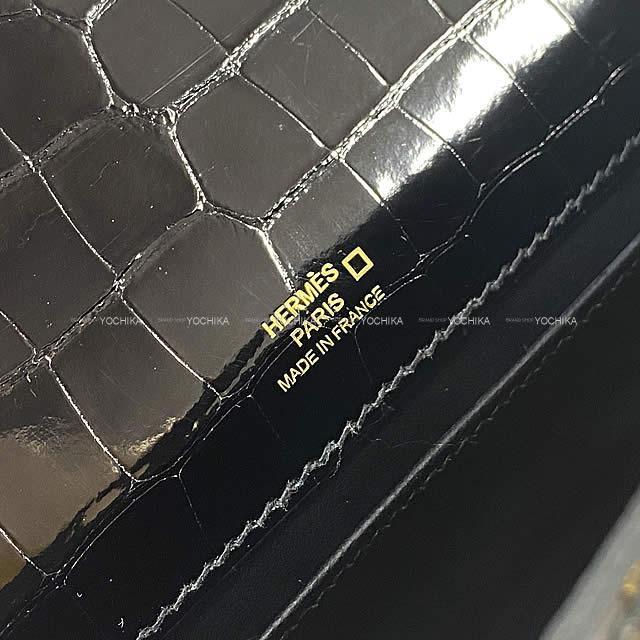 HERMES エルメス ハンドバッグ ポシェットケリー 黒(ブラック) クロコダイル アリゲーター ゴールド金具 新品未使用