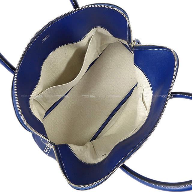 HERMES エルメス ボリードリラックス35 ブルーサフィール ヴォー・シキム シルバー金具 新品同様【中古】