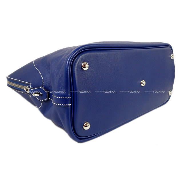 HERMES エルメス ボリードリラックス35 ブルーサフィール ヴォー・シキム シルバー金具 新品同様【中古】