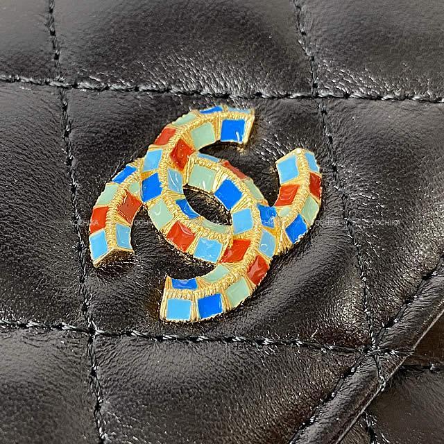 CHANEL シャネル ココマーク マトラッセ フラップ 長財布 黒(ブラック) ラム