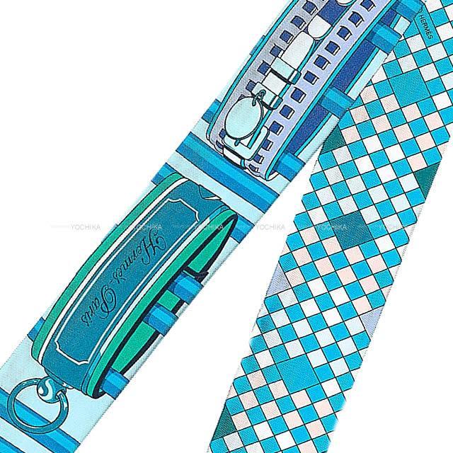 2020年春夏 新作 HERMES エルメス ツイリー スカーフ "コリエドシアン・リミックス" 白/ターコイズ 新品