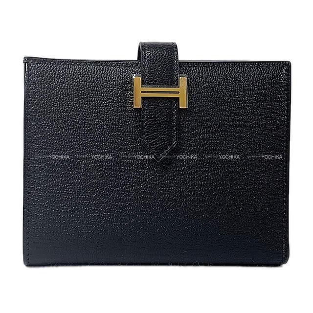 HERMES エルメス 財布 ベアンコンパクト 黒(ブラック) シェーブル ゴールド金具 新品