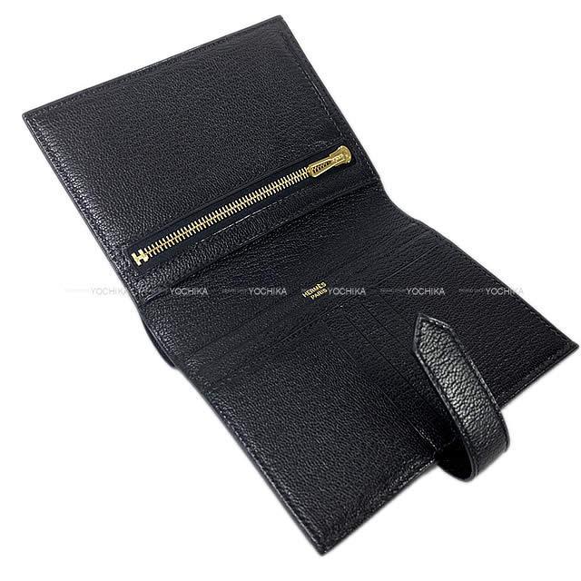 HERMES エルメス 財布 ベアンコンパクト 黒(ブラック) シェーブル ゴールド金具 新品