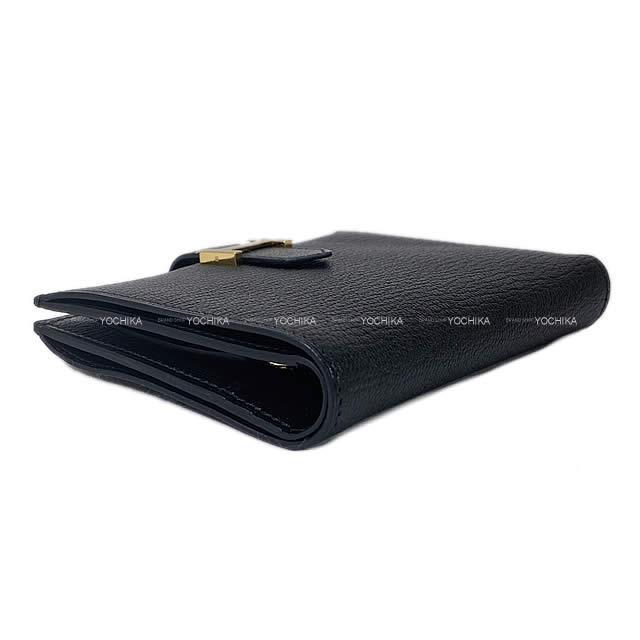 鑑定済み保存箱付属 エルメス ベアンコンパクト 二つ折り 財布 黒