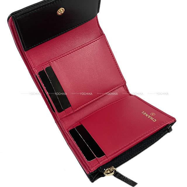 CHANEL シャネル 19 チェーン ココマーク マトラッセ コンパクト 二つ折り 財布 黒 AP1064 新品