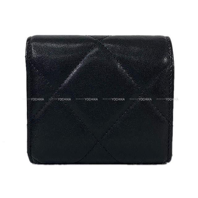 CHANEL シャネル 19 チェーン ココマーク マトラッセ コンパクト 二つ折り 財布 黒 AP1064 新品