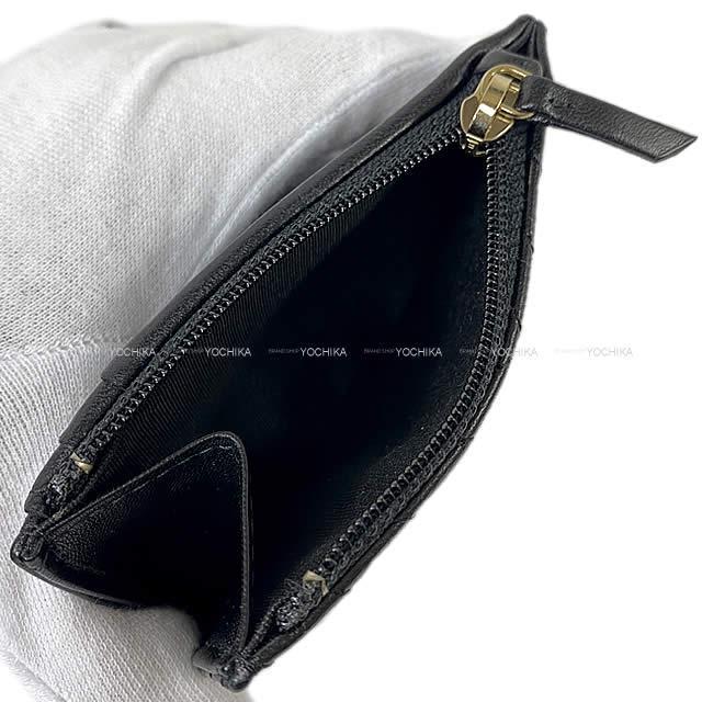 CHANEL シャネル シェヴロン 二つ折 コンパクト 財布 コインケース付 黒 ラムスキン AP0814 新品