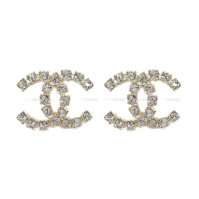 2020年 春夏 CHANEL シャネル ラインストーン ココマーク ピアス  ゴールド金具 AB3538 新品