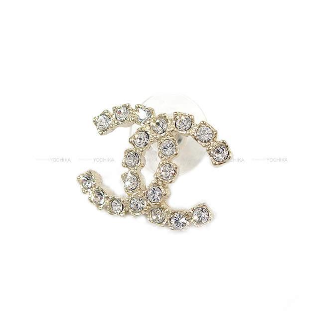 2020年 春夏 CHANEL シャネル ラインストーン ココマーク ピアス  ゴールド金具 AB3538 新品
