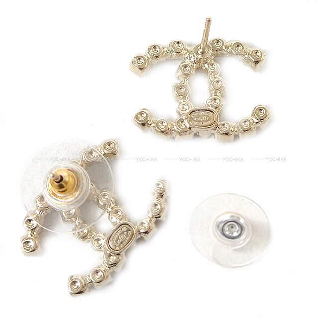 2020年 春夏 CHANEL シャネル ラインストーン ココマーク ピアス  ゴールド金具 AB3538 新品
