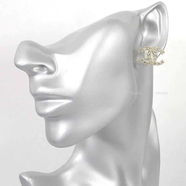 2020年 春夏 CHANEL シャネル ラインストーン ココマーク ピアス  ゴールド金具 AB3538 新品