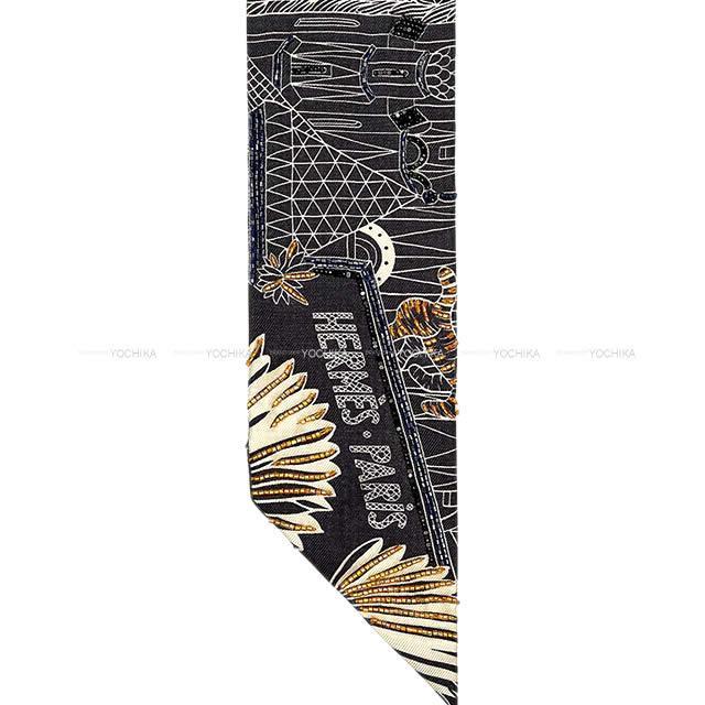 HERMES エルメス ツイリー スカーフ ビジュー プレシュー "アニマポリス" 白/黒(ブラック) 新品