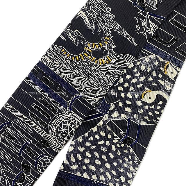 HERMES エルメス ツイリー スカーフ ビジュー プレシュー "アニマポリス" 白/黒(ブラック) 新品