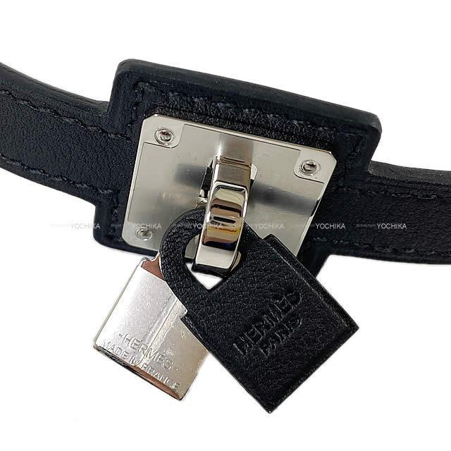 HERMES エルメス "O'Kelly オーケリー" ブレスレット ＃T2 黒(ブラック) スイフト シルバー金具 新品