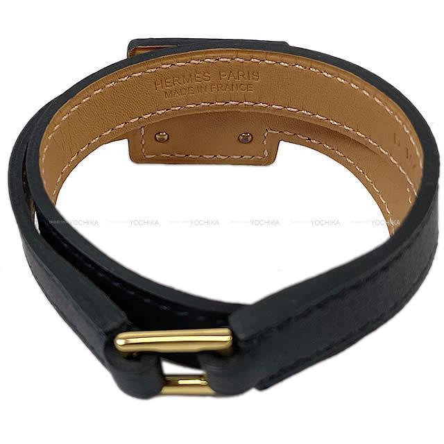 HERMES エルメス "O'Kelly オーケリー" ブレスレット ＃T3 黒(ブラック) スイフト ゴールド金具 新品