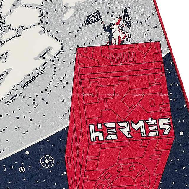 2020年春夏 新作 HERMES エルメス カレ45 ポケットチーフ "エルメス オデッセイ" シルク100％ 新品