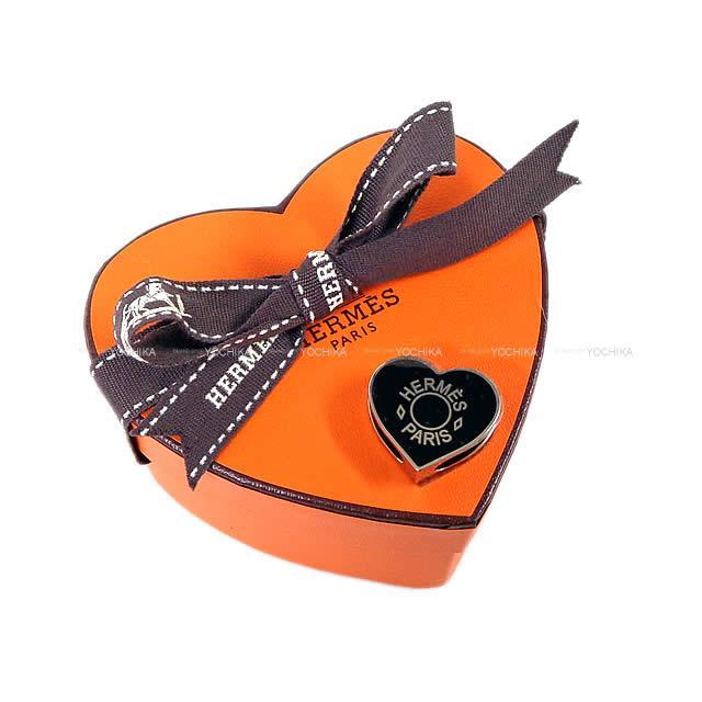 年 バレンタインコレクション Hermes エルメス スカーフリング ハート型 ミニ クー 黒 シルバー 新品