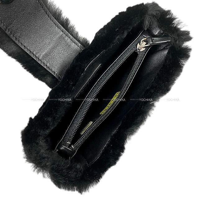 CHANEL シャネル ココマーク マルチコンパクトケース ポーチ 黒 オリラグファー(ラビットファー)A68781 新品未使用