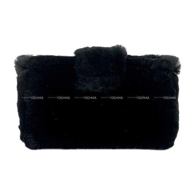 CHANEL シャネル ココマーク マルチコンパクトケース ポーチ 黒 オリラグファー(ラビットファー)A68781 新品未使用