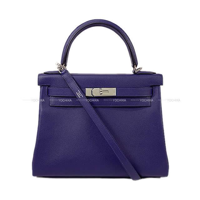 HERMES エルメス ハンドバッグ ケリー28 内縫い ヴェルソ ブルーインク