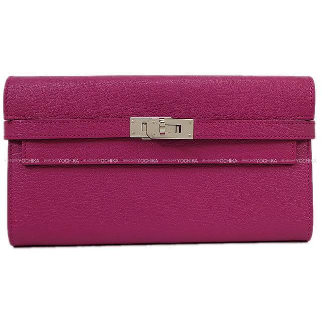 HERMES エルメス 長財布 ケリーウォレット ロング ローズパープル シェーブル シルバー金具 新品未使用