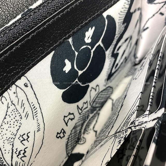 CHANEL シャネル ココマーク フラワー 花 プリント ファスナー付 フラップ 長財布 黒(ブラック)/白AP0262 新品