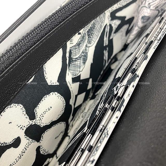CHANEL シャネル ココマーク フラワー 花 プリント ファスナー付 フラップ 長財布 黒(ブラック)/白AP0262 新品