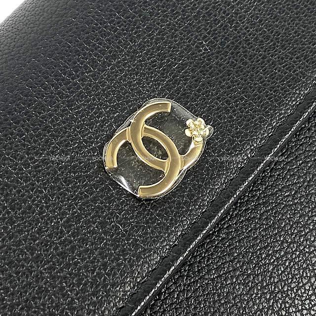 CHANEL シャネル ココマーク フラワー 花 プリント ファスナー付 フラップ 長財布 黒(ブラック)/白AP0262 新品