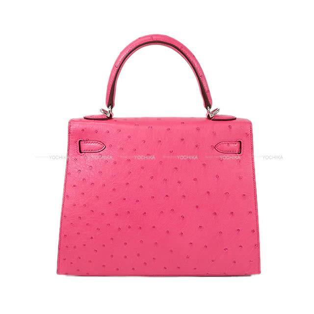 HERMES エルメス ハンドバッグ ケリー25 外縫い ローズティリアン オーストリッチ シルバー金具 新品