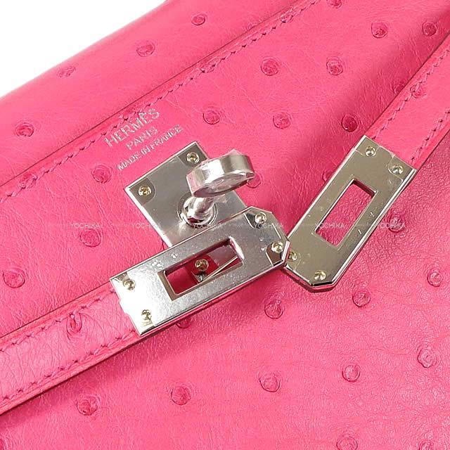 HERMES エルメス ハンドバッグ ケリー25 外縫い ローズティリアン オーストリッチ シルバー金具 新品