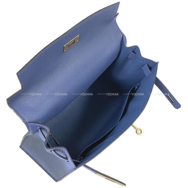 HERMES エルメス ハンドバッグ ケリー28 外縫い ブルーブライトン エプソン ゴールド金具 新品未使用