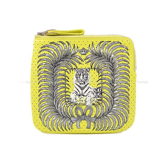 2020年 春夏 新作 HERMES エルメス ミニポーチ "カレポケット 王者の虎" ライム スイフト シルバー金具 新品