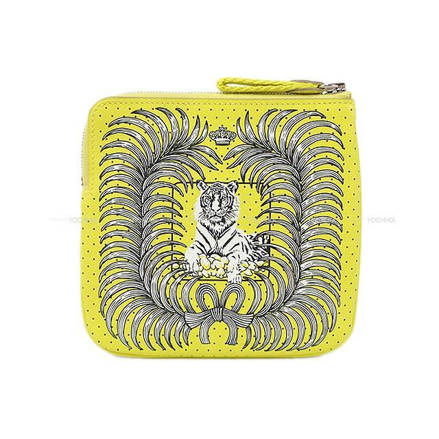 2020年 春夏 新作 HERMES エルメス ミニポーチ "カレポケット 王者の虎" ライム スイフト シルバー金具 新品