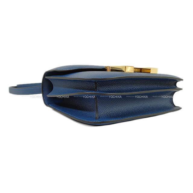 エルメス ショルダーバッグ コンスタンス3 ミニ 18 ディープブルー エプソン ゴールド金具 新品