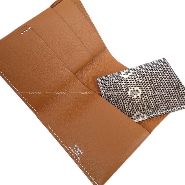 HERMES エルメス コンパクト 財布 カードケース "シタデル タッチ" ゴールドXオンブレ エバーカラーXリザード 新品