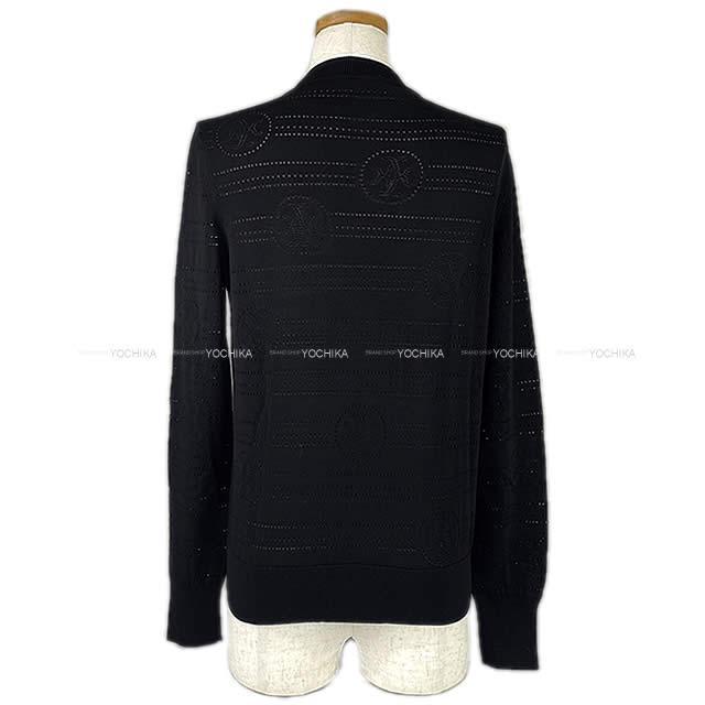 エルメス レディース  パンチング カーディガン "MAILLE FLUIDE AJOUREE" 黒 ＃36 新品