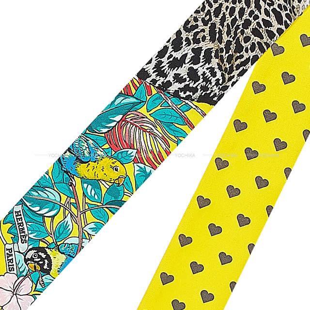 エルメス ツイリー スカーフ "ジャングルラブラブ " ハート柄  ジョーヌヴィフ/カナール/ブラン シルク100% 新品