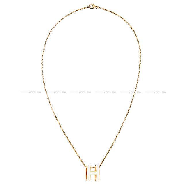 HERMES エルメス H型 チェーン ネックレス "ポップアッシュ" 白(ホワイト) ゴールドプレーテッドXラッカー 新品