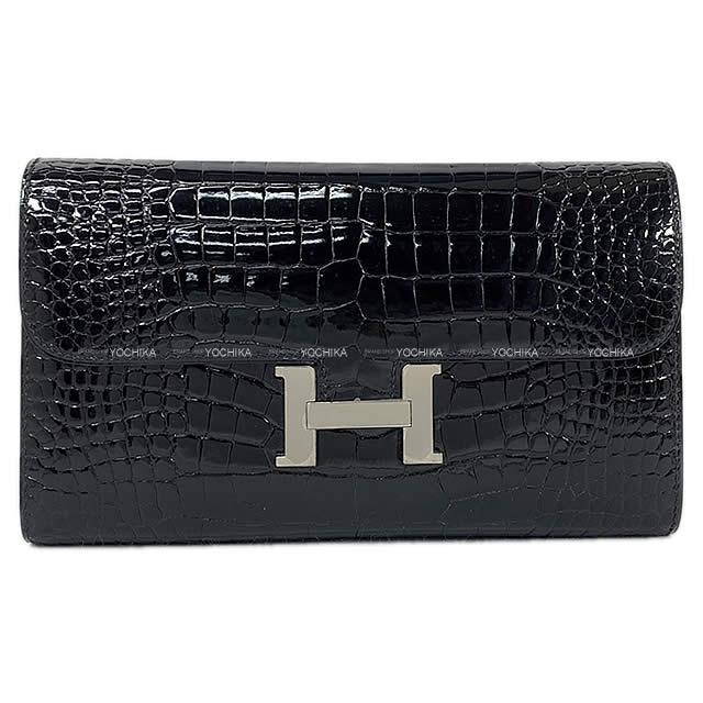 HERMES クロコダイル 長財布 ブラック HERMES エルメス 長財布 コンスタンス ロング ブラック クロコダイル