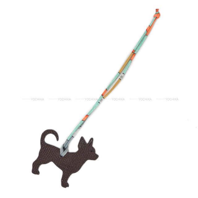 HERMES エルメス バッグチャーム プティアッシュ チャーム "チワワ 犬" ブルーサンシール/ショコラ トゴ 新品