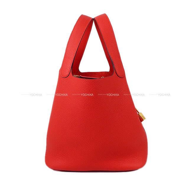 HERMES エルメス ハンドバッグ ピコタンロック 22 MM ルージュドクー トリヨン シルバー金具 新品