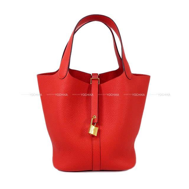 HERMES エルメス ハンドバッグ ピコタンロック 22 MM ルージュドクー トリヨン シルバー金具 新品