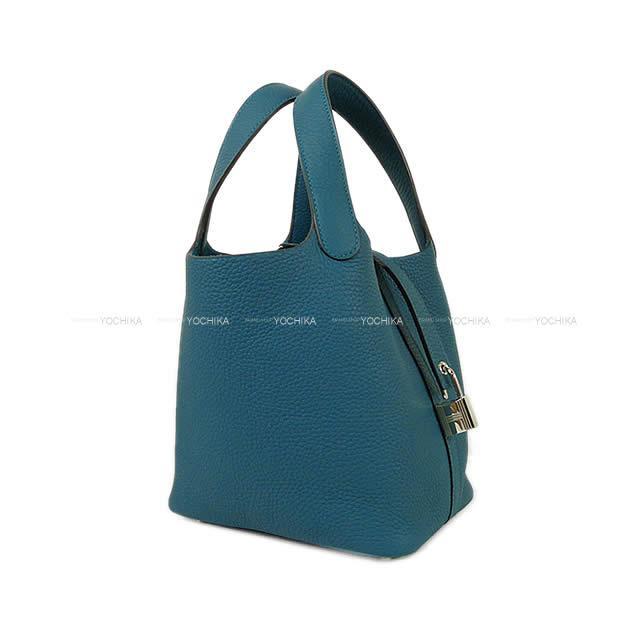 HERMES エルメス ハンドバッグ ピコタンロック 18 PM ヴェールボスフォール トリヨン シルバー金具 新品