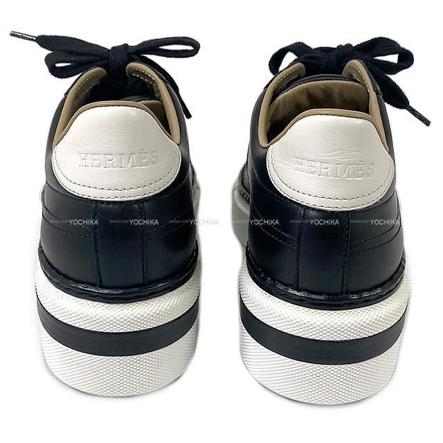 HERMES エルメス スニーカー ポロ 黒(ブラック)X白(ホワイト) カーフスキン ＃36 新品未使用