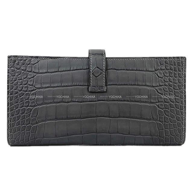 HERMES エルメス 長財布 ベアンスフレ グラファイト クロコダイル アリゲーター ゴールド金具 新品
